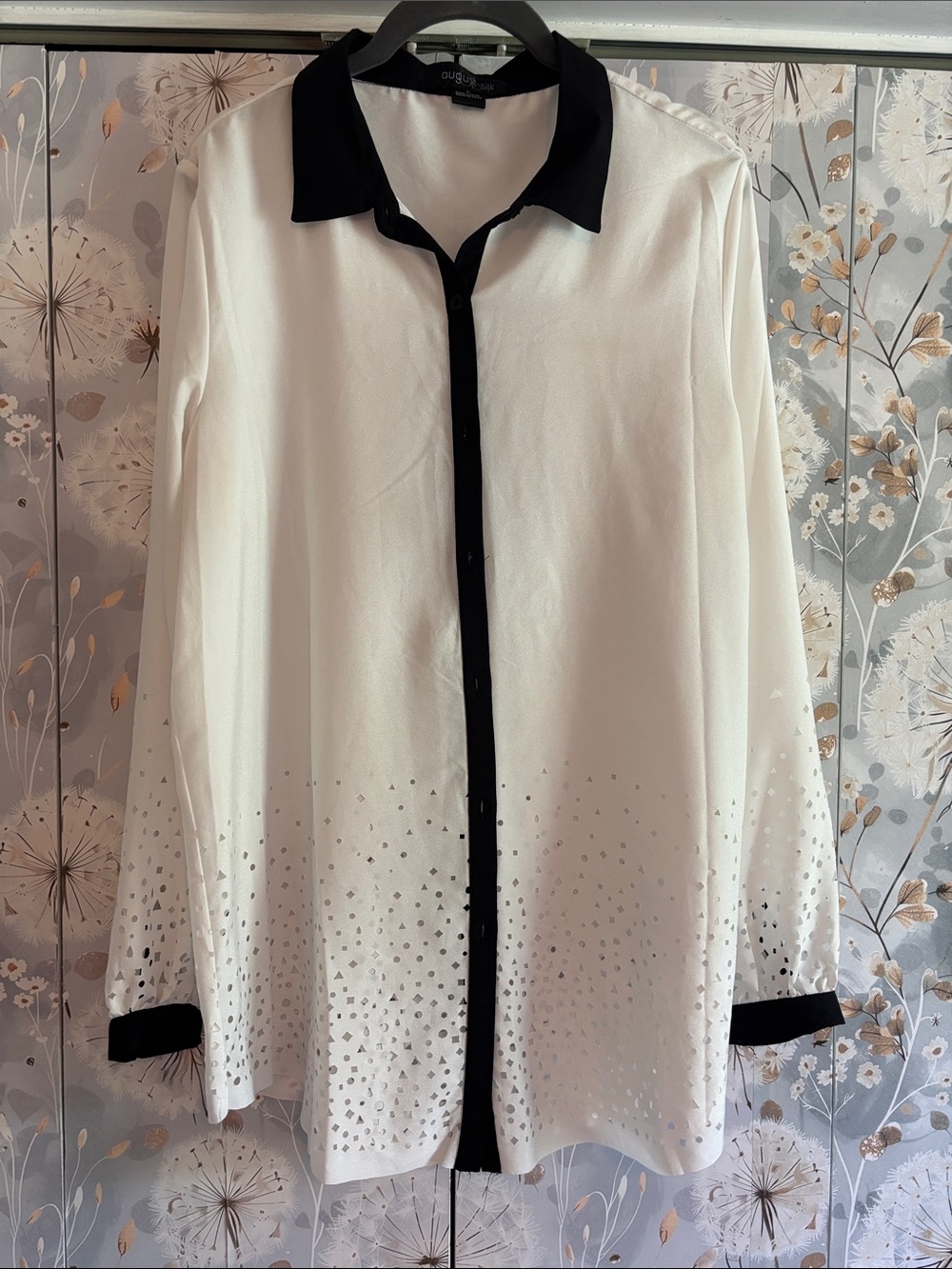 august silk Black and White button down
